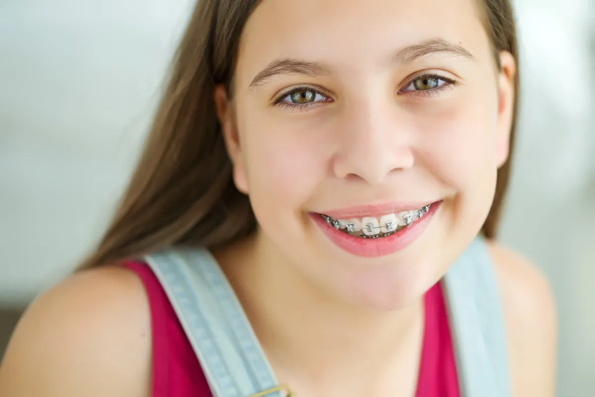 Smiling Girl With Metal Braces