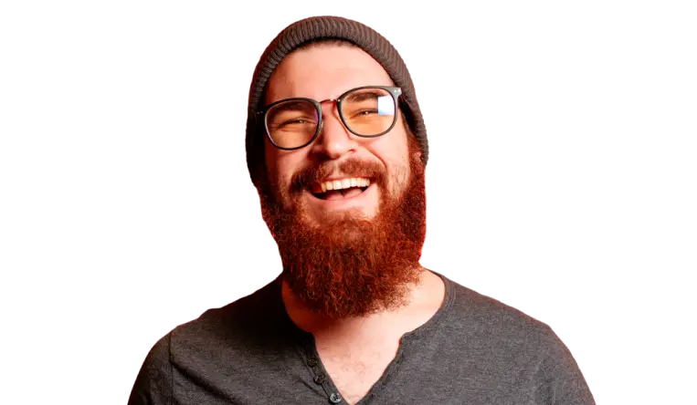 man in glases which smile